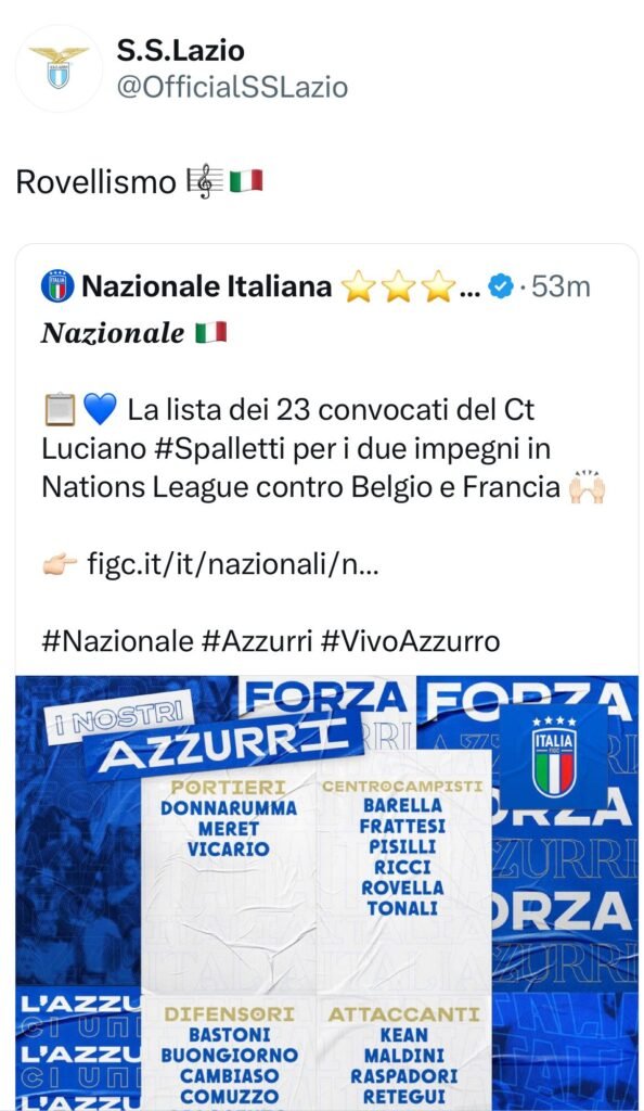 Lazio Rovella Nazionale